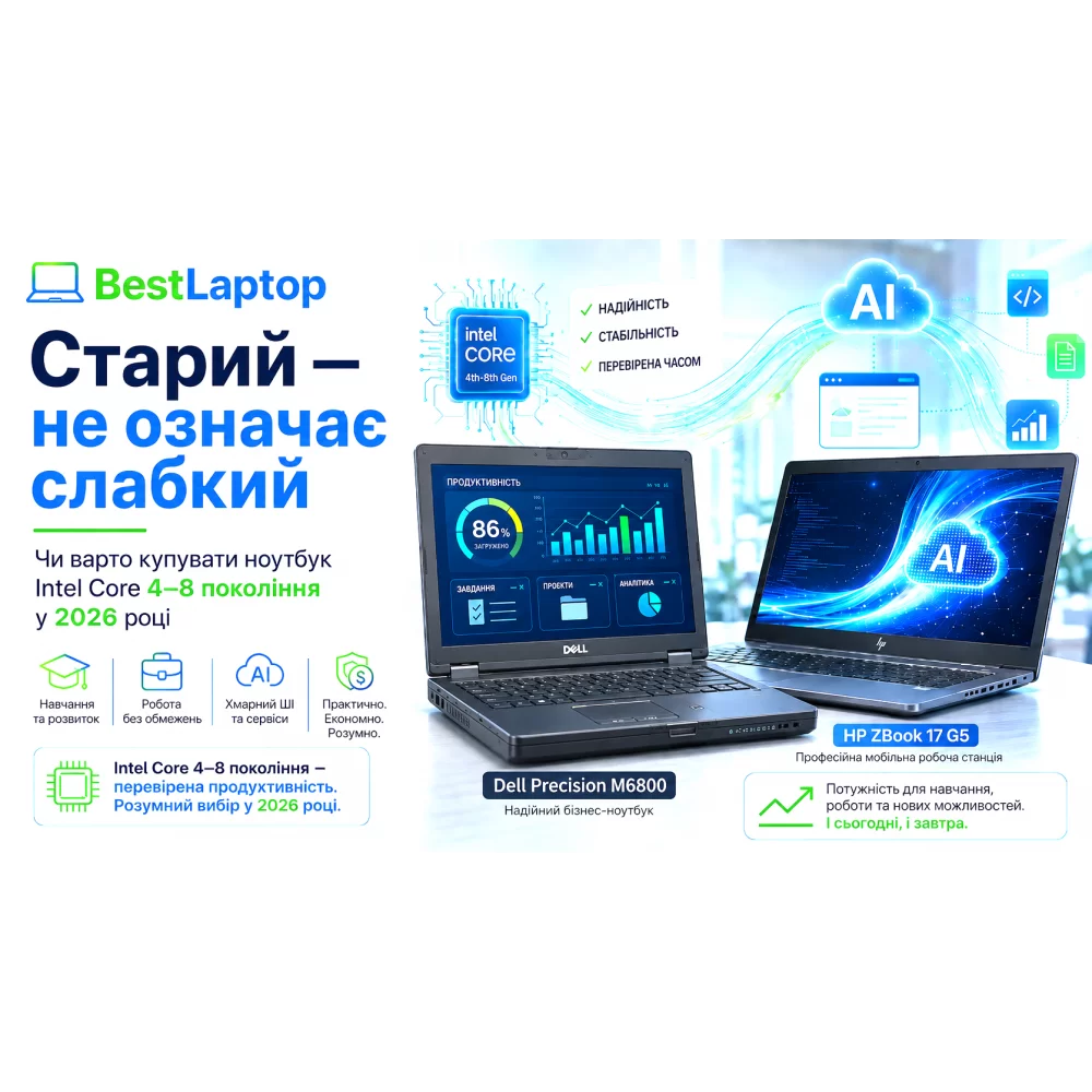 Старий — не означає слабкий: чи варто купувати ноутбук Intel Core 4–8 покоління у 2026 році